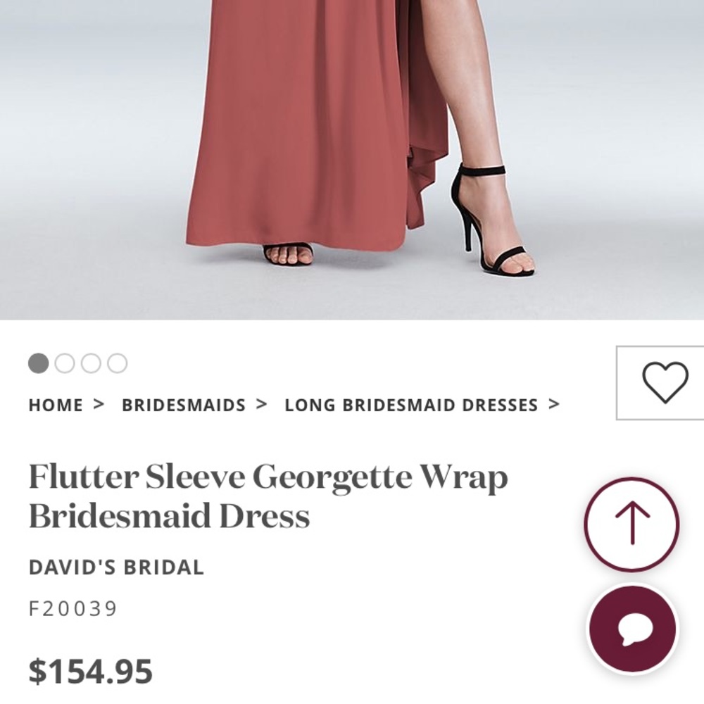 David’s Bridal Flutter Sleeve Georgette Wrap Bridesmaid Dress